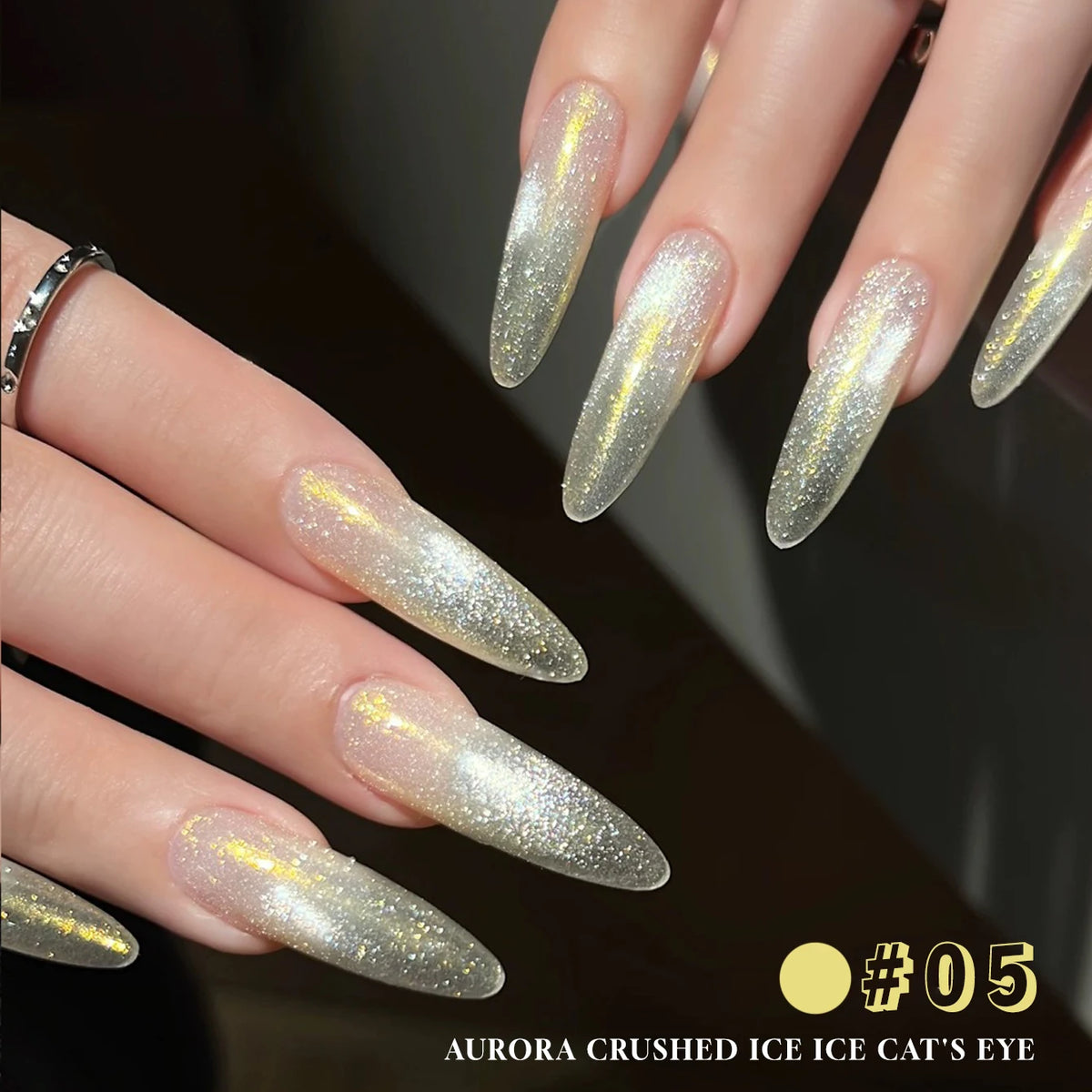 MIANEL 2026 New 12ML Aurora Night Cat Eye Gel Nail Polish Flash Sparkle Holographic Crystal Dual Light Silk Glass Bead Nail Art