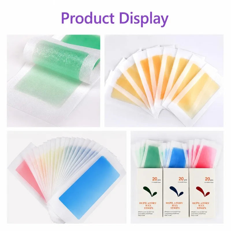 Honey Depilatory Wax Strips Double-sided Non-woven Fabric Wax Paper Full Body Hair Remover for Leg Armpit Bikini Arm Gentle