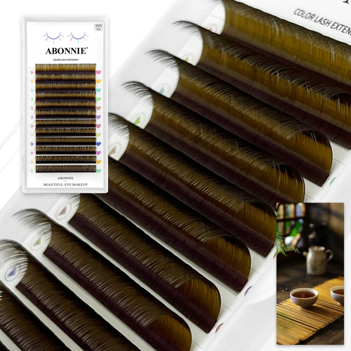 ABONNIE LB LC Curl Cocoa Brown Chocolate Brown Classic Eyelashes Extensions 0.05/0.07 Individual Soft Natural False Lashes
