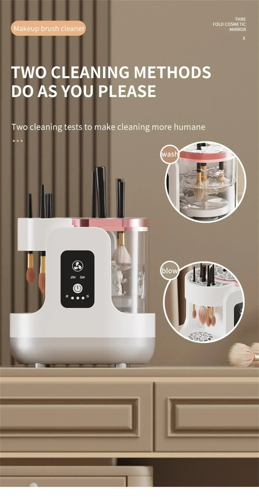 Electric Makeup Brush Cleaner, Quick Dry Brush Cleaner & Makeup Tool Cleaner,2 in 1 Washing and Air Drying,Plug and Play
