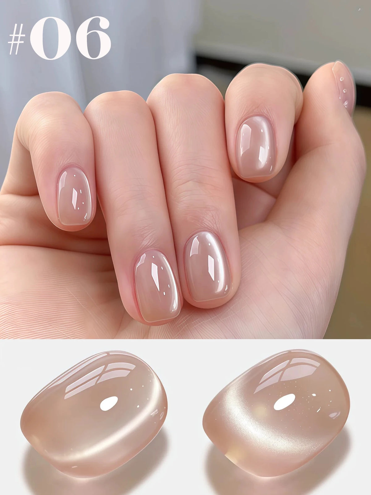MN 10ML 1-16PCS Moonlight Ballet Magnet Cat Eye Nail Polish Gel Nude Pink Style With Gold Glass Beads Cat Eye Look Nail Polish
