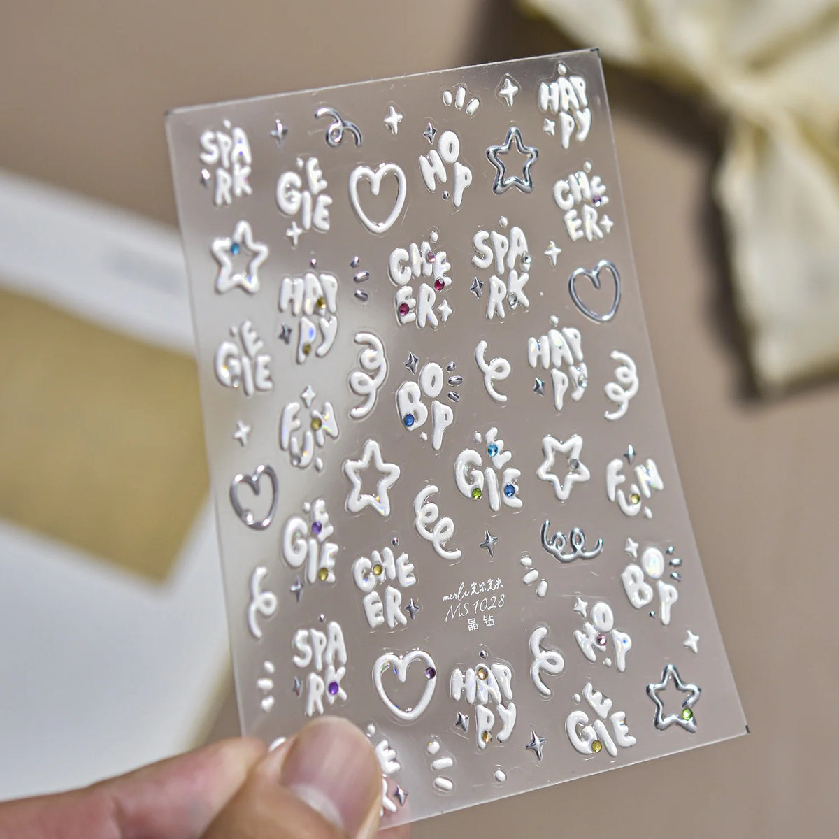 Silver Trim Silver Foil 5D Christmas Nail Stickers White Bow Pearl Chain Xmas Wreath Snowflake Xmas Tree Nail Manicure Supplies