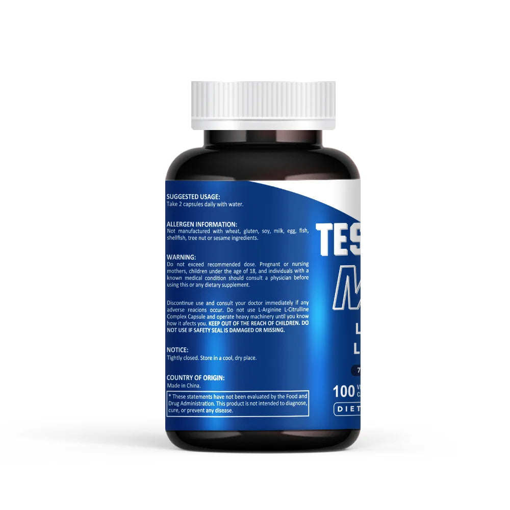 100 tablets Male Supplement with L-arginine L-citrulline,Stamina & Energy Vegan | Discreet Ship