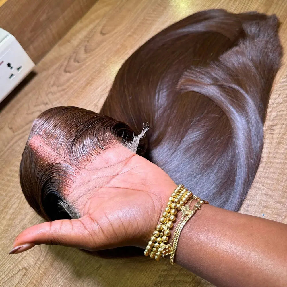 40 Inch 13x6 Chocolate Brown HD Bone Straight Lace Front Wigs Human Hair Brown Glueless Wig 13x4 Brazilian Lace Frontal Wigs