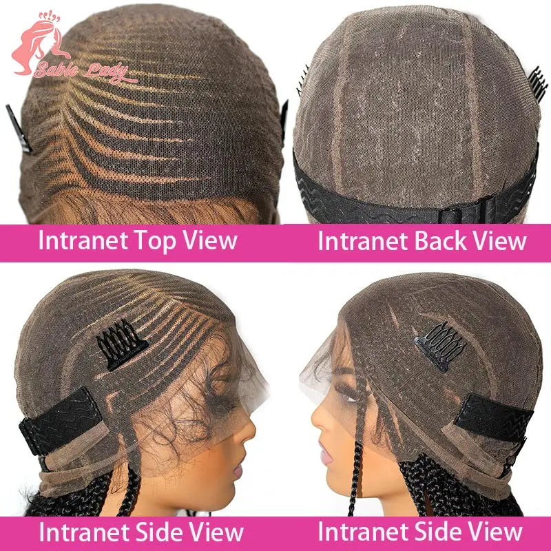 Faux Locs Crochet Cornrow Braided Wig Synthetic Full Lace Knotless Box Braids Wig Side Part Lace Wig Box Braided Wig for Women