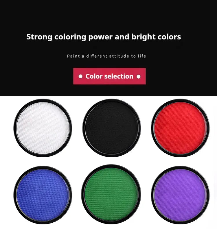 30g Monochrome Water Soluble Face Body Paint Vibrant DIY Makeup for Christmas Parties Long-Lasting Professional Quality Cosmetic