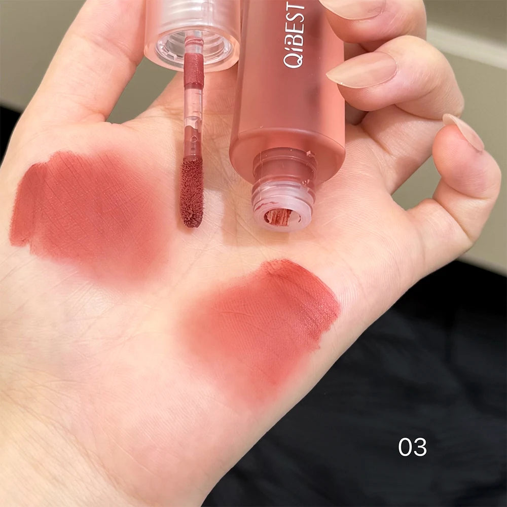 QIBEST 6 Colors Matte Liquid Lipstick Velvet Durable Lip Gloss Sexy Red Lip Stain Makeup Waterproof Lasting Lip Mud Cosmetics