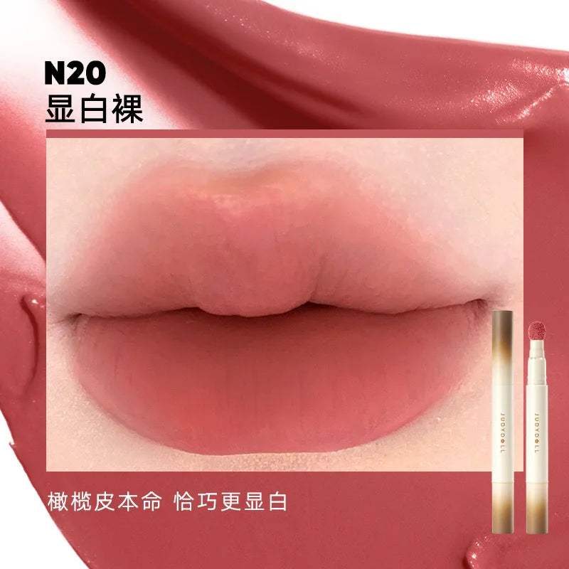 Judydoll Hydrating Non-sticky Lip Powder Cream Cushion Lipstick Matte Lip Stain White Lipsticks Light Lines Lip Clay Cosmetics