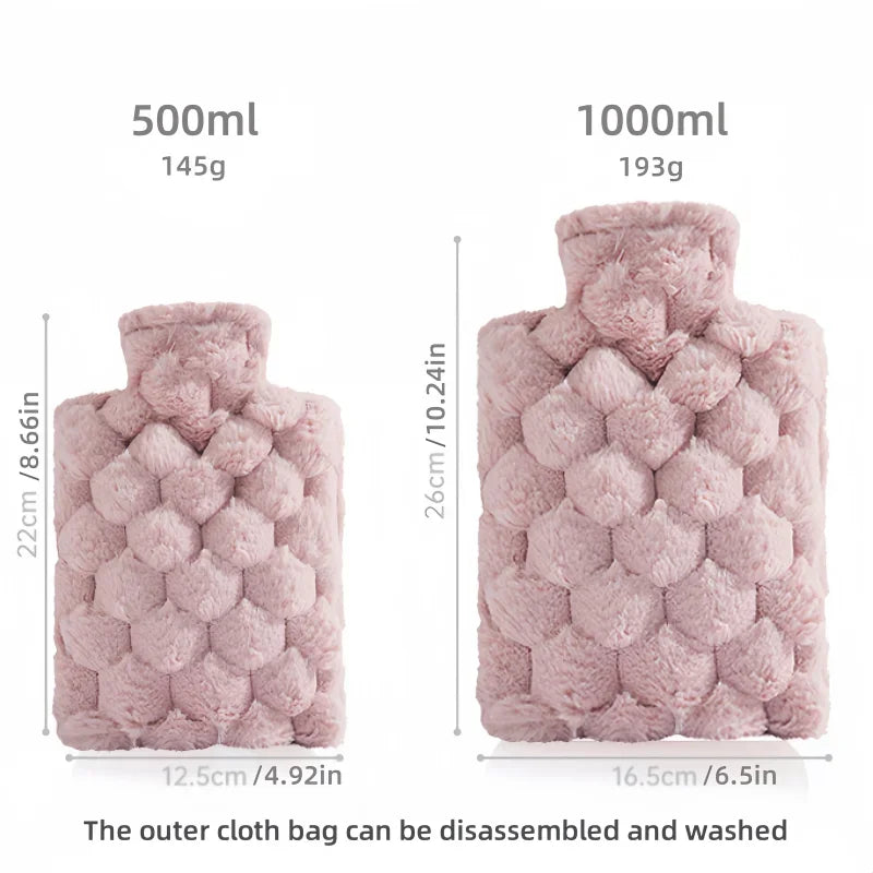 1000/500ML Hot Water Bottles Bag Water-filling Hot-water Bag for Female Warm Belly Hands and Feet Keep Hand Warmer Hot Water Bag