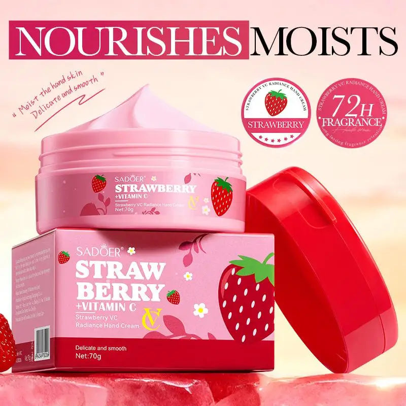 SADOER 70g Moisturizing Hand Cream Strawberry Flavor, Hand Cream Autumn And Winter Moisturizing Skincare