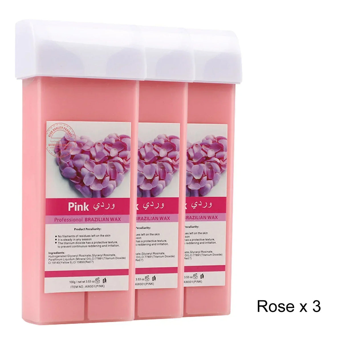 100g Rose Roll on Wax Roller Refill Painless Hair Removal Cartridge for Bikini & Body Depilatory Wax Warmer Compatible