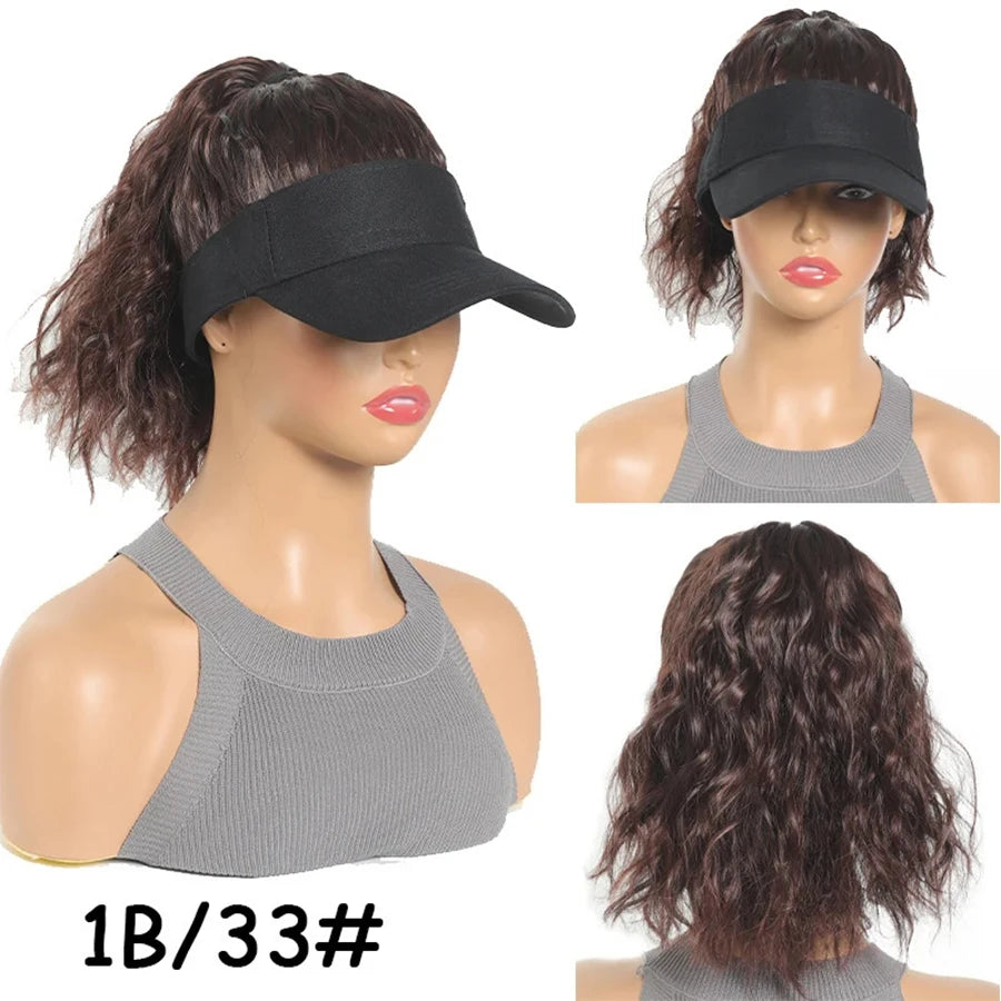 Synthetic Hat With Hair Attached For Women Ponytail Curly Hair Wig With Hair Cap Styling Baseball Baseball Cap Ponytail Hat Wig