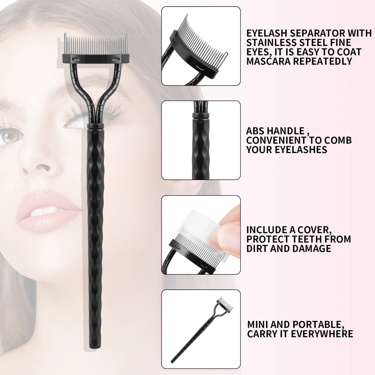 6Pcs Eyelash & Eyebrow Makeup Tools Kit Eyelash Curler Dual End Brow Brush Lash Comb Spoolie Applicator
