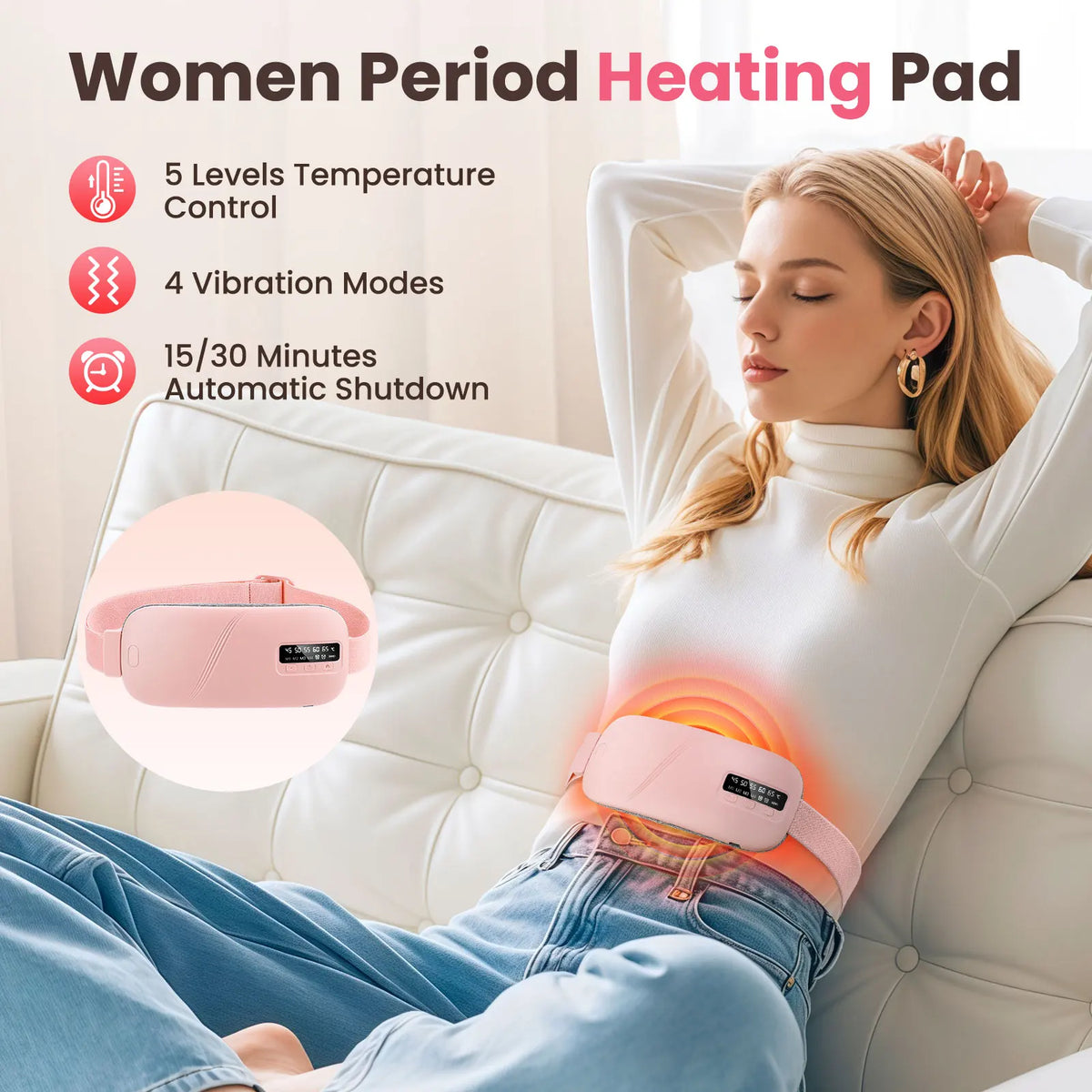 Menstrual Heating Pad Smart Warm Palace Belt for Relieving Waist Pain During Menstruation Heating Abdominal Waist Massage Tools