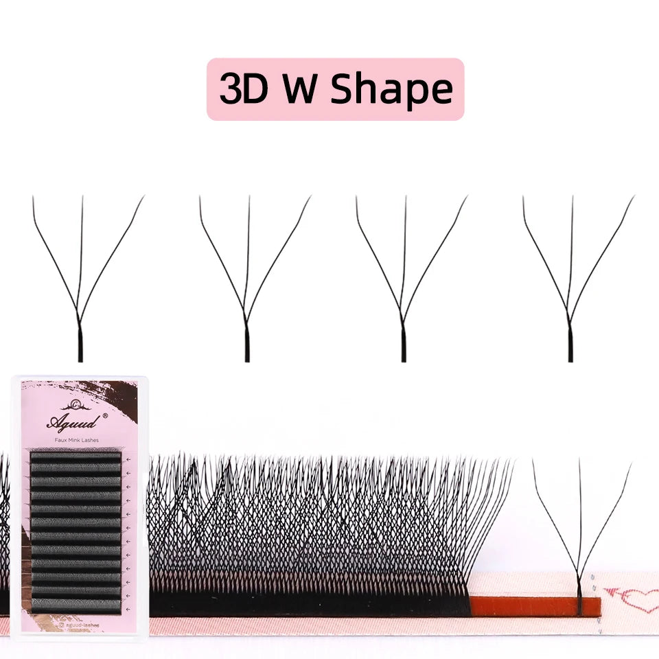 AGUUD 3D 4D Brown Premade Bloom Fans Lashes YY 5D-W Shaped Fairy Clover Volume Eyelash Extensions Soft Brown Fairy Clover Lashes