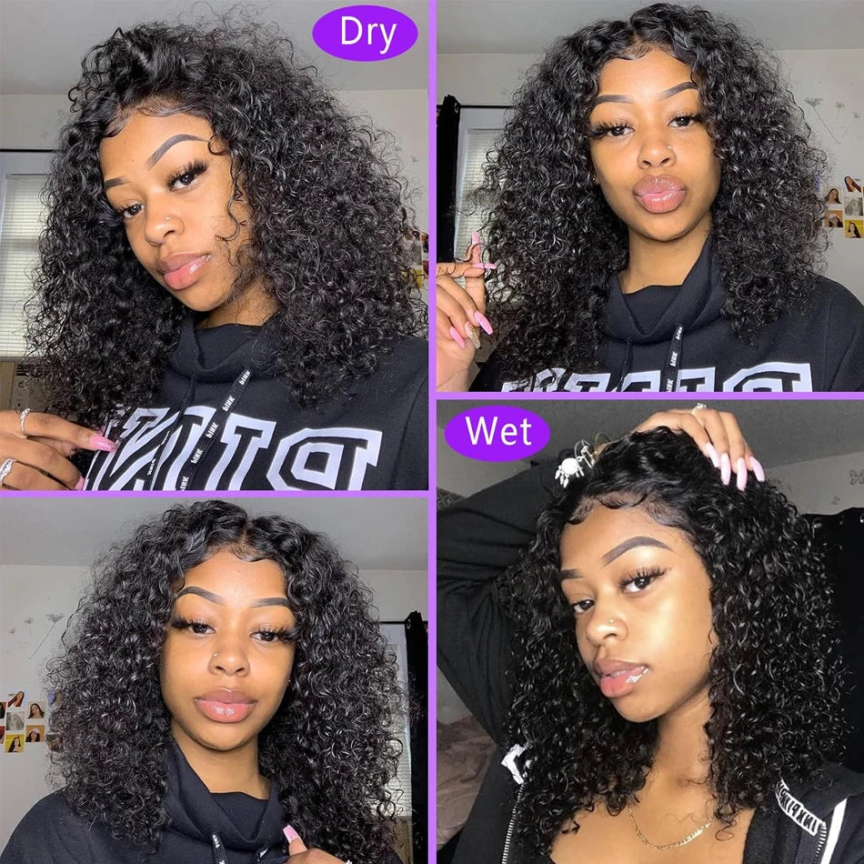 13X6 Kinky Short Curly Bob Wig 16 Inch Lace Frontal Wig Human Hair Deep Curly 13x4 HD Transparent Lace Closure Wigs Pre Plucked