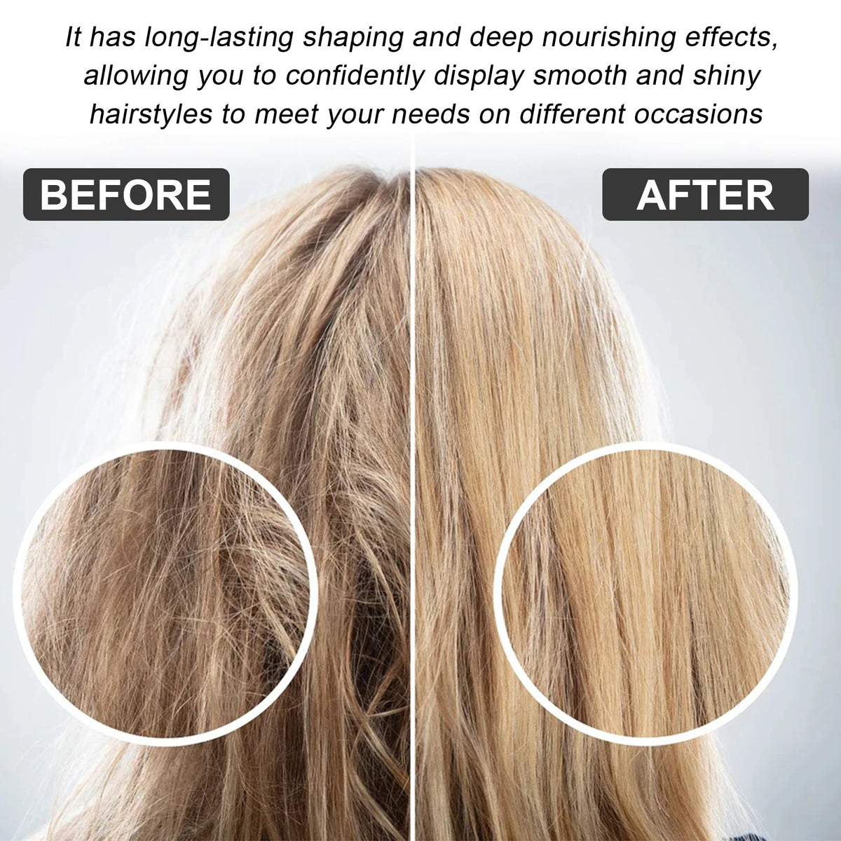Collagen Smoothing Hair Straightening Cream for Dry Frizzy Hair No Flat Iron Needed Deep Repair Shine Leave In Conditioner 100ml