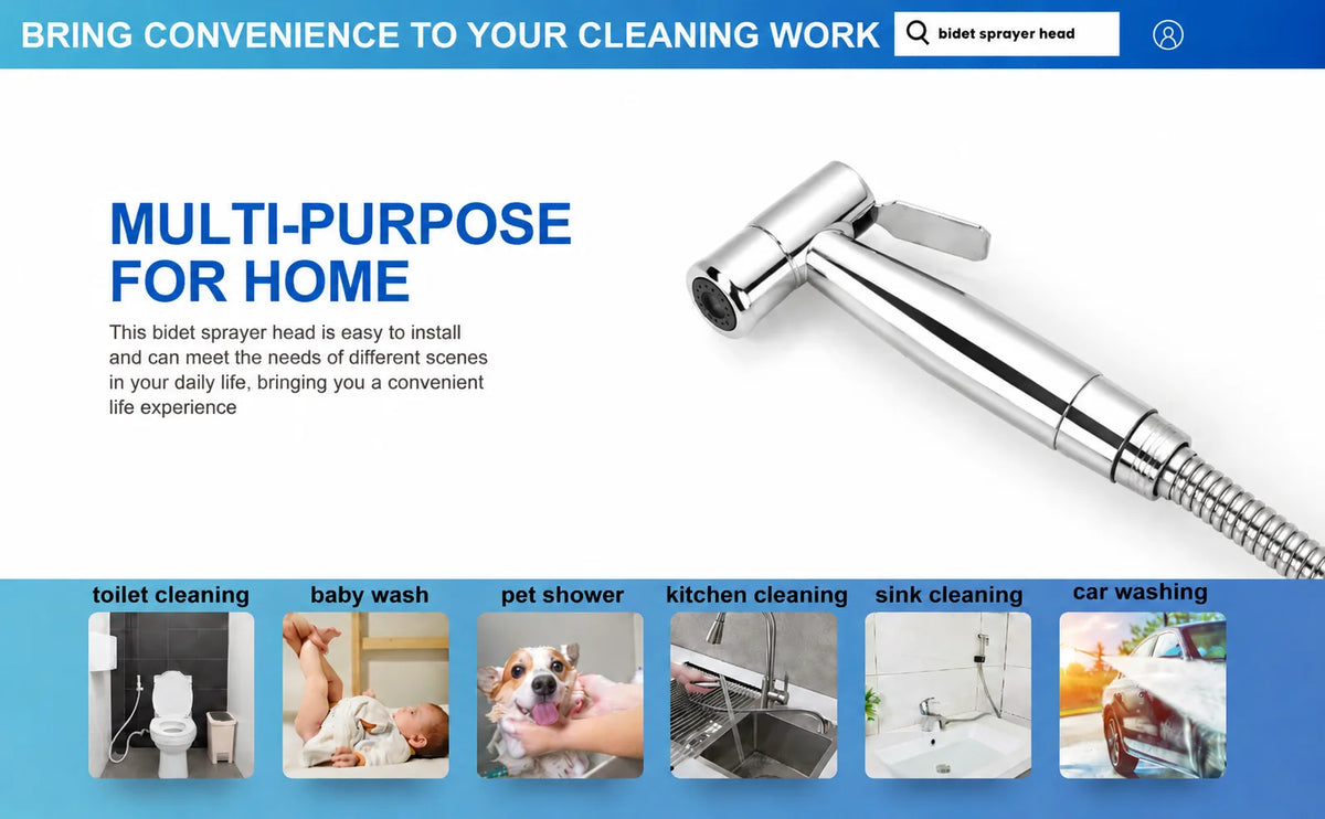 Portable Handheld Bidet Sprayer Nozzle with Pressurized Cleaning for Feminine Hygiene Toilet Washing Bathroom Accessory