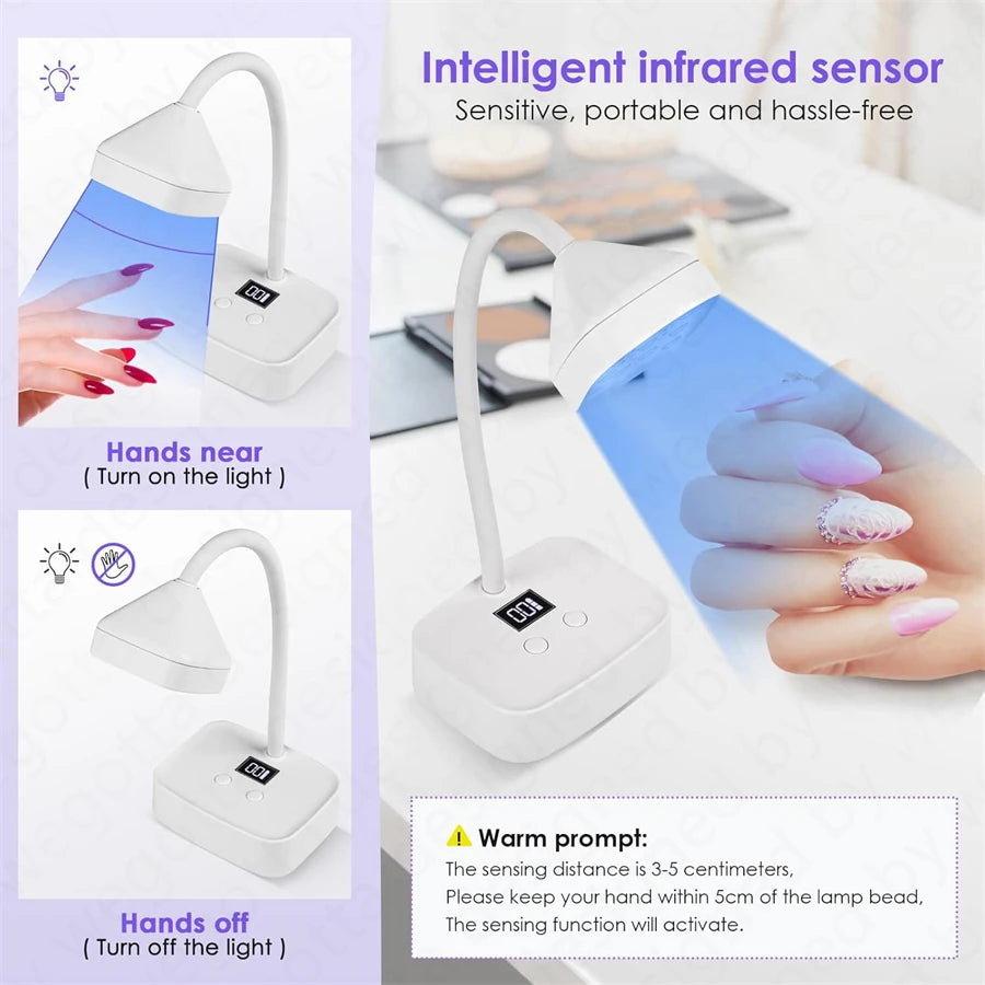 Rechargeable Sun UV Led Nail Lamp Professional UV Light for Gel Nails, Mini Nail Dryer LED UV Light Lamp for Nail Art Salon