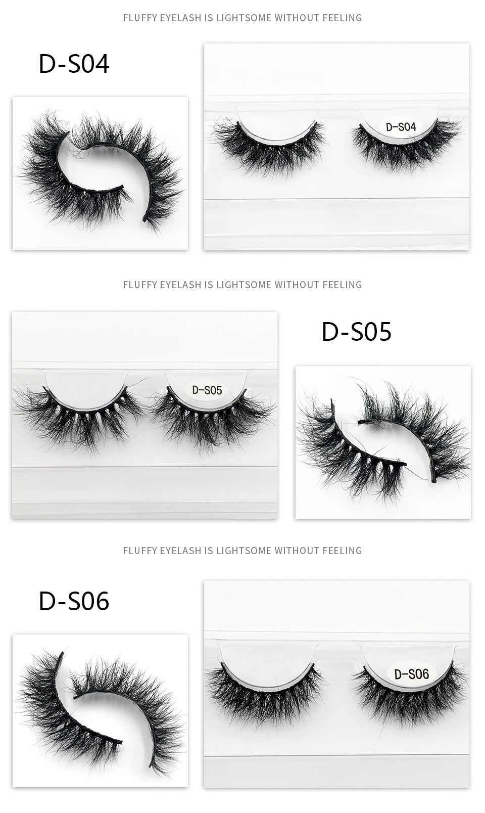 Cruelty Free Fluffy Mink Eyelashes High Quality C/D Curl Soft Wispy Volume Strip Lashes Natural Mink Lashes
