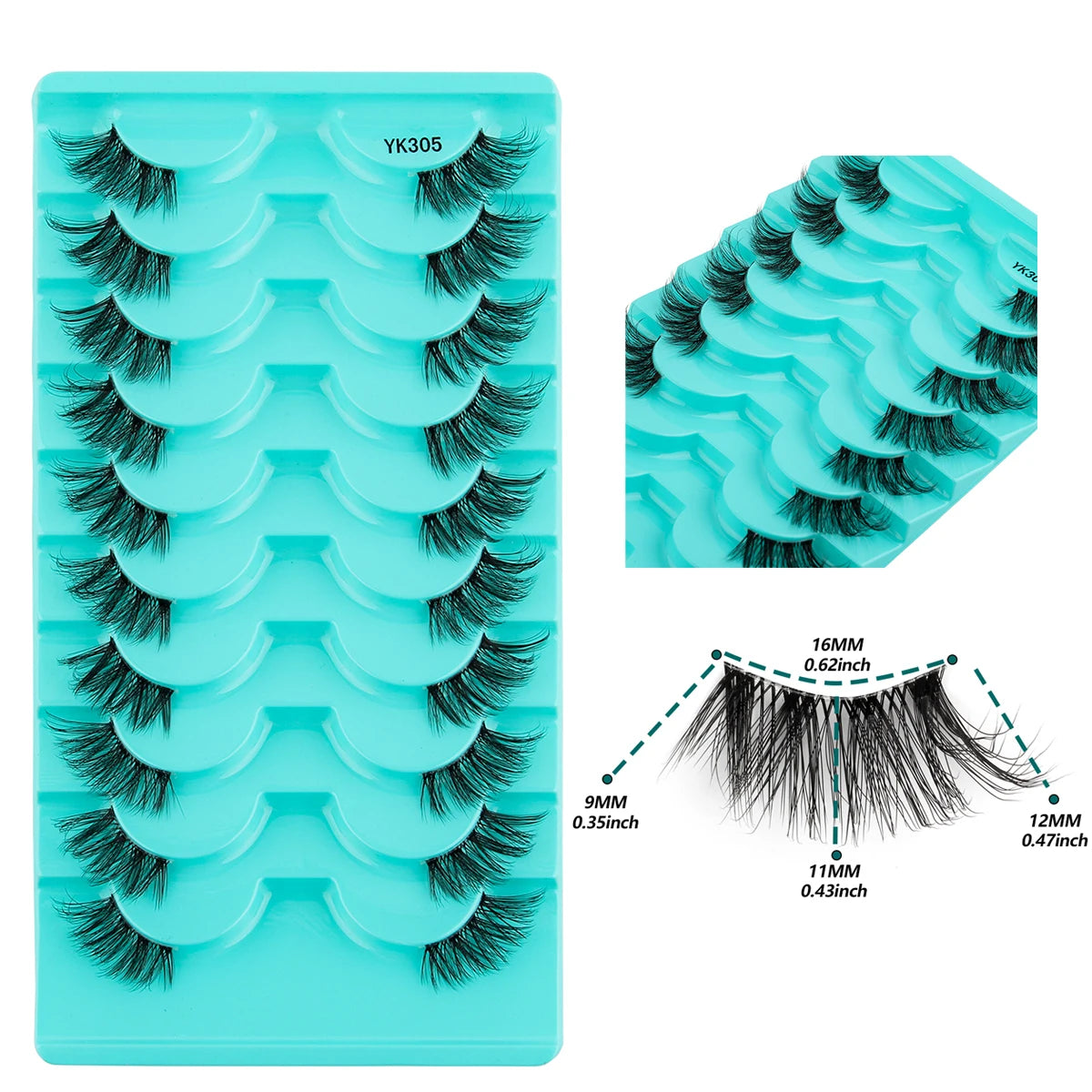 6/10 Pairs Half Lashes 3D Mink Lashes Faux Mink Fluffy Lash Soft Full Thick Wispy Eyelash Dramatic False Eyelashes Makeup