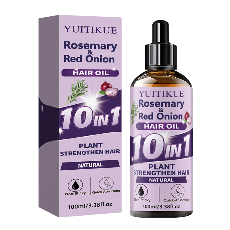 10‑in‑1 Herbal Hair Essential Oil Rosemary Onion Extract Hydrating Nourish Scalp Moisturizer Silky Shine Hair‑Care Serum