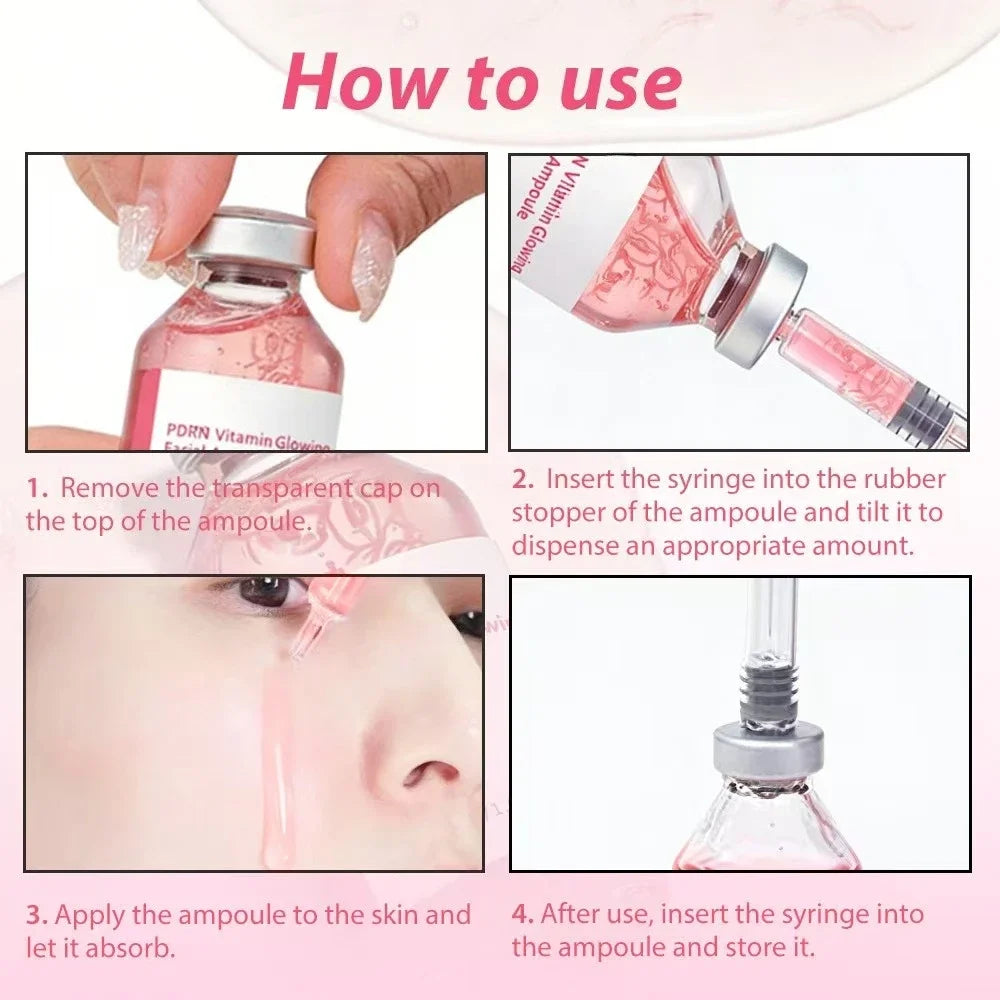 Deep Collagen Peptide Pink PDRN Ampoule Essence Intensive Brightening Moisturizing Firming Smooth Fine Lines Daily Facial Care