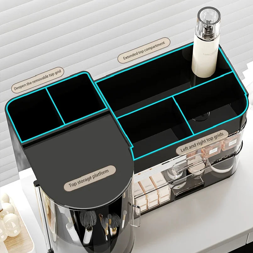 Cosmetics Storage Box Desk Dresser Large Capacity Skin Care Lipstick Lotion Drawer Dustproof Storage Rack