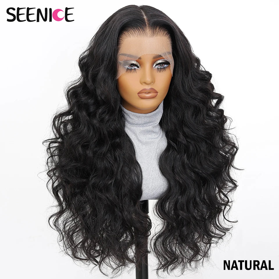 13x6 HD Synthetic Blend Lace Front Wig 30 Inch Long Deep Wavy Ombre Blonde Ginger for Afro Women Heat Resistant Cosplay Wig