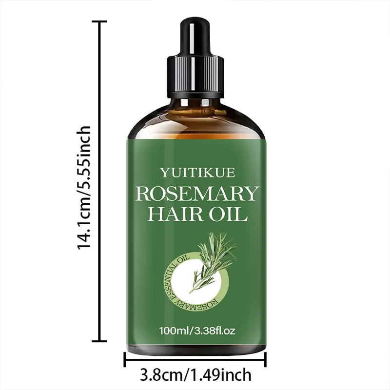 YUITIKUE 100ml Rosemary Hair Oil, Natural Nourishing Scalp Serum, Strengthening Hair, Frizz Control & Shine Boost for Daily Care