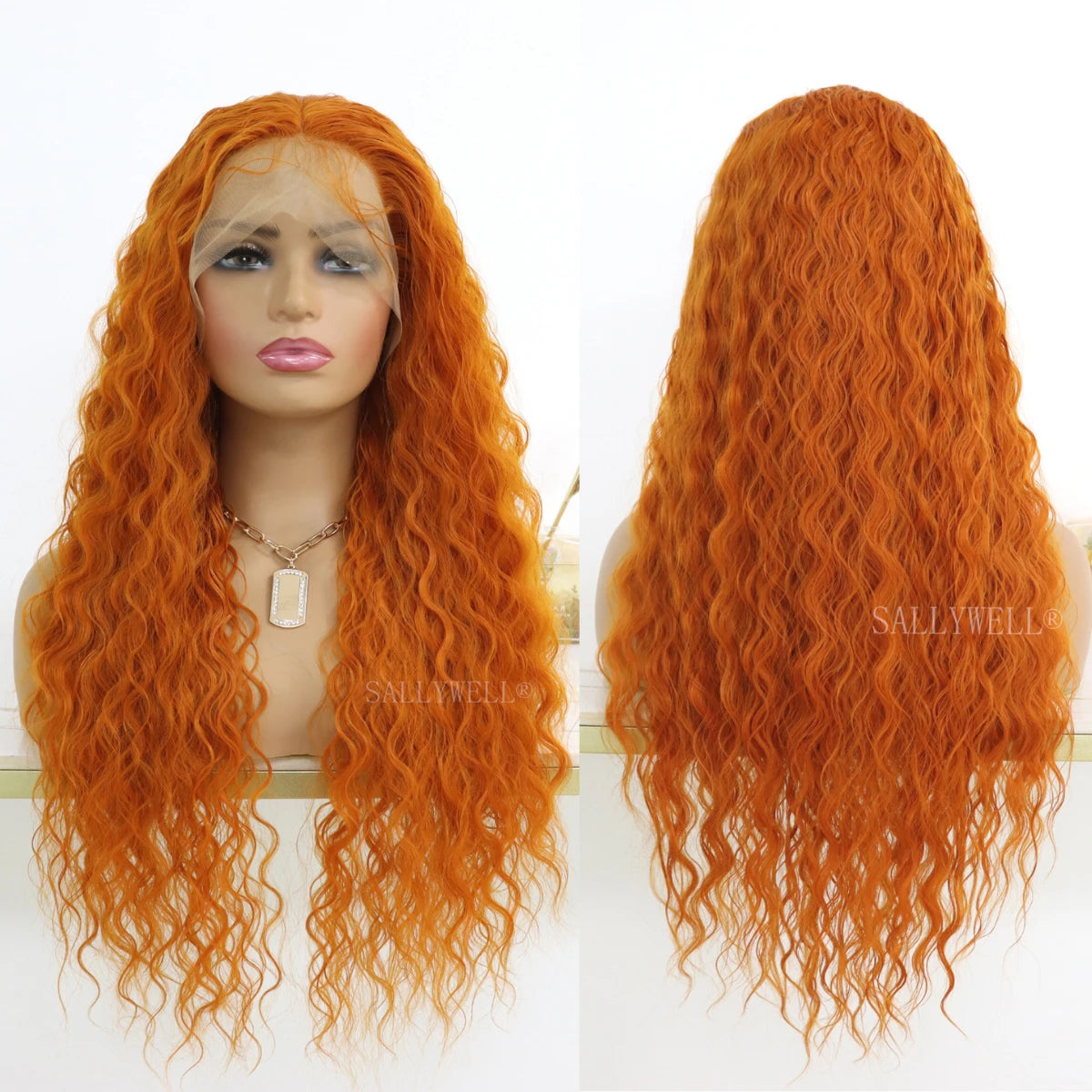 Long Curly Synthetic Lace Front Wigs Honey Blonde Wigs for Women Loose Deep Wave Wig Natural Looking Crimps Heat Resistant Hair
