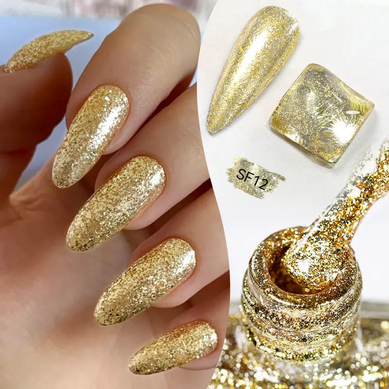 LILYCUTE 7ml Auroras Glitter Nail Polish No Need of UV/LED Lamp Nail Supplies Vernis White Pink Silver Pearl Effect for Nails