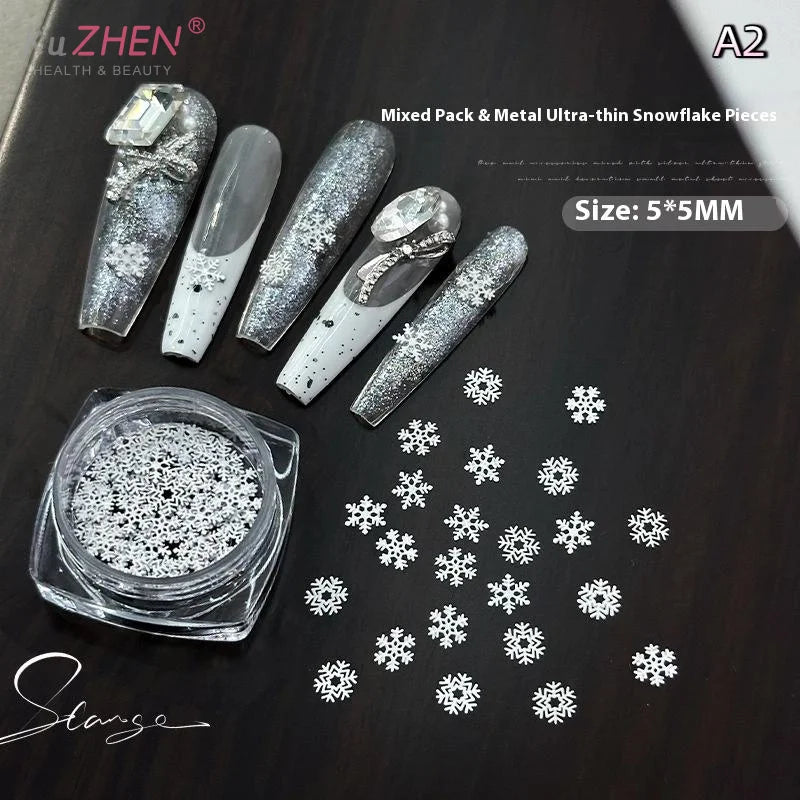 Snowflakes Winter Nail Sequins Sparkling Christmas Flakes Spangles Nail Art Decoration Sticker Tips Nail Charm Manicure Salon