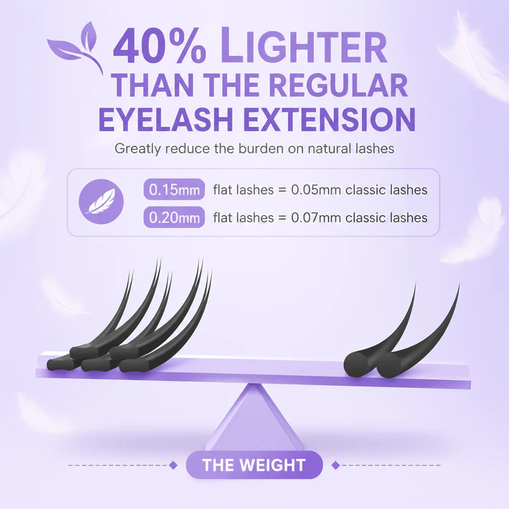 MASSCAKU Super Soft Ellipse Shape Lashes 0.15 0.20 Thickness Natural Faux Mink Eyelashes Extension Custom Logo Matte Flat Lashes