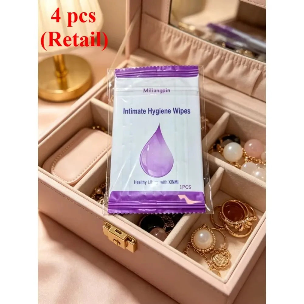 Portable independent single-pack feminine intimate wipes; sports; period cleaning and soothing; daily intimate care essentials