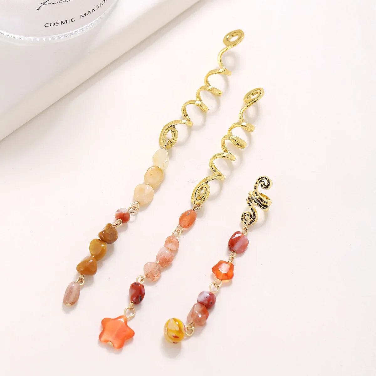 Personality exaggerated serpentine braid loop natural stone pendant hair accessories ethnic wind dreadlocks hair clip