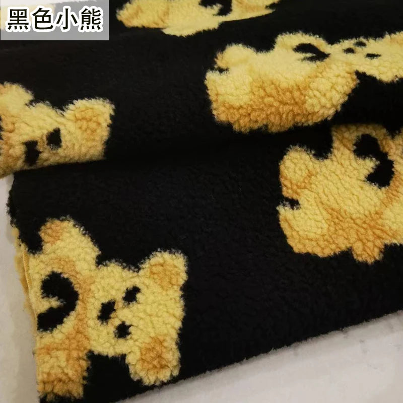 Thickened Short Hair Plush Fabric By The Meter for Needlework Autumn Coat Hoodies Dolls Diy Sewing Cloth Warm Soft Bear Plaid