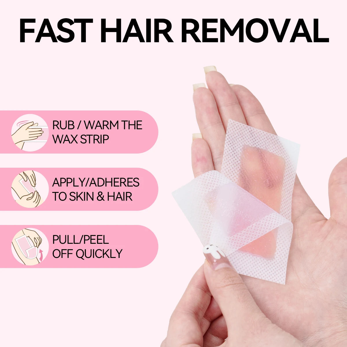 20 Sheets (10 Double-sided) Rose Scent Hair Removal Wax Strips, Facial & Body Depilatory Kit for Eyebrow, Upper Lip, Cheek, Fing