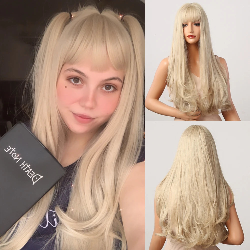 HENRY MARGU Light Green Curly Synthetic Wigs Long Colorful Wig with Bangs Heat Resistant Fiber for Cosplay Party Women Girls Use