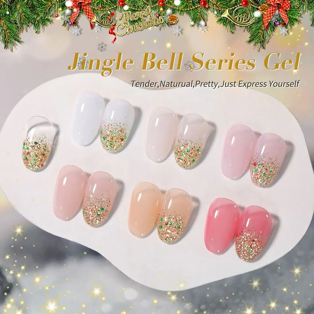 MIANEL 10ml 1-12pcs Christmas Nails Gold Sequins Nail Polish Gel Vernis Semi Permanent Nail Art Soak Off LED UV Nail Polish Gel