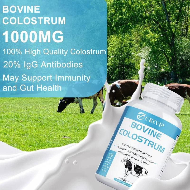 Bovine Colostrum Supplement - Beneficial for Gut Health, Boosts Immunity, Promotes Muscle Recovery, and Provides Immune Support