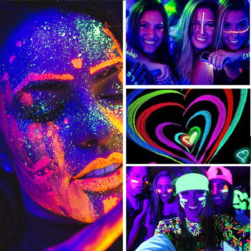 6Pcs Neon Fluorescent UV Glow Eyeliner, Waterproof Long Lasting Colorful Liquid Eye Liner, Rave Party Halloween Makeup Tools