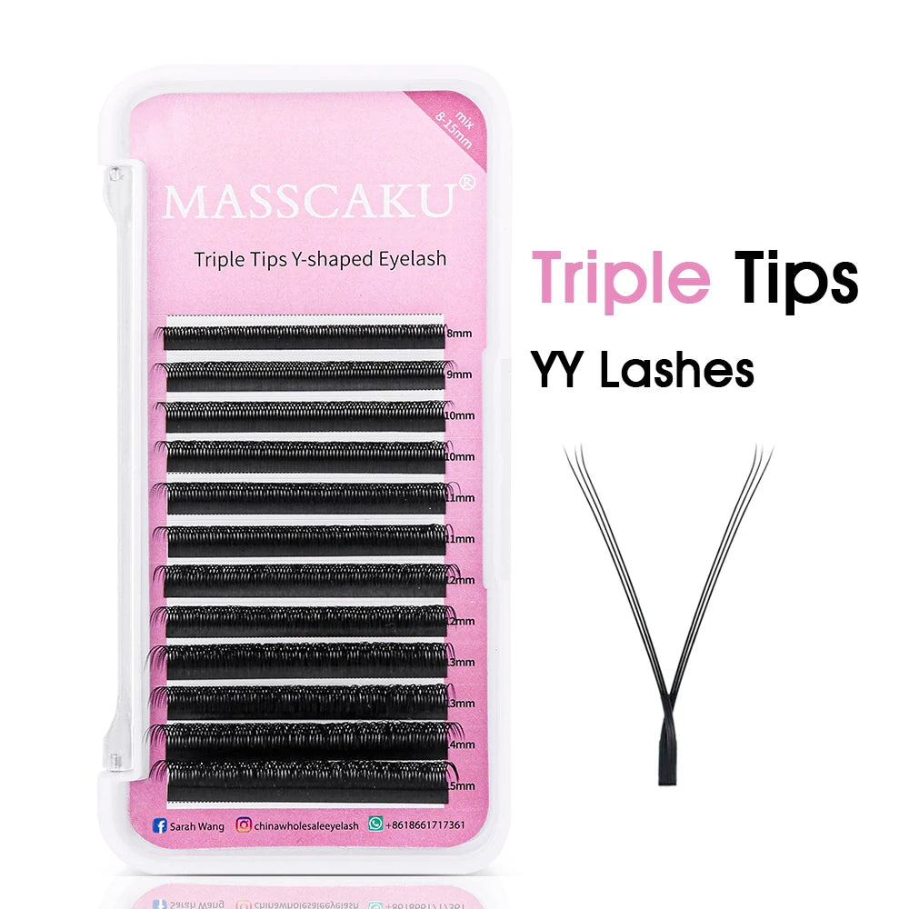 Hot Selling Masscaku YY Shape Eyelash Extensions Premade Volume Fans Natural Soft Lashes W Style Comfortable False Eyelashes