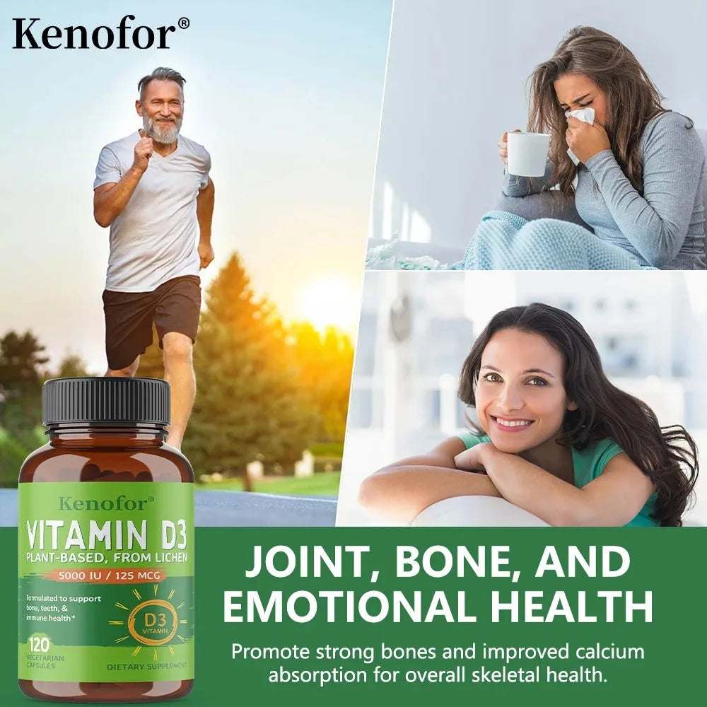 Vitamin D3 5000IU Capsules - Support Brain, Heart, Joint, Bone & Skin Health, Antioxidant, Immunity Boost Supplement