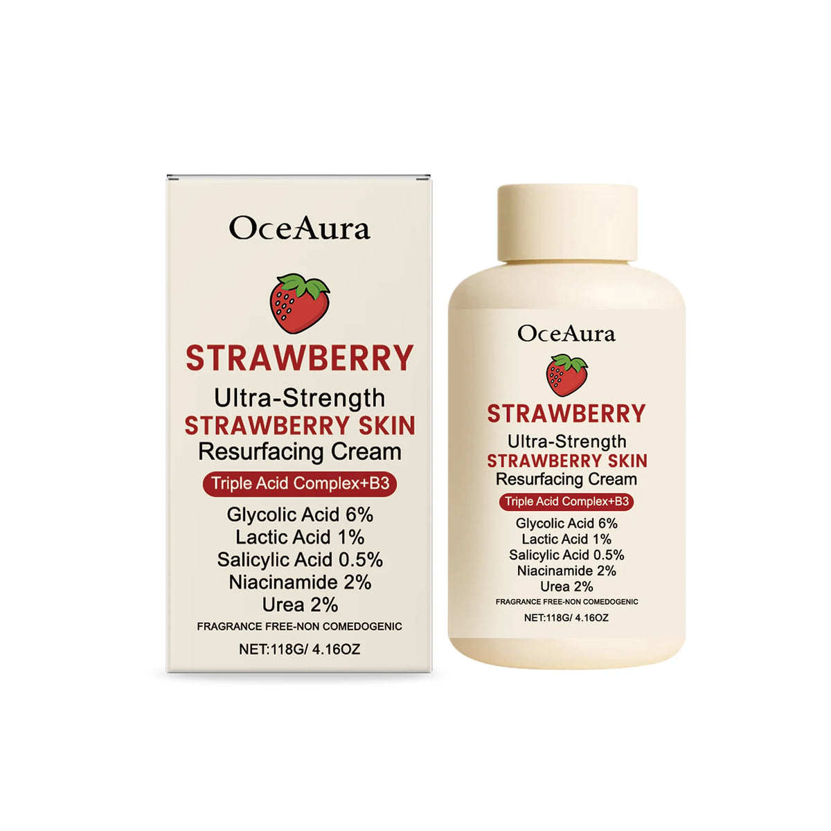 Strawberry Cream Lactic Acid Salicylic Acid Improve Dullness Moisturizing Skin Brightening Rejuvenation Nicotinamide Cream 118g