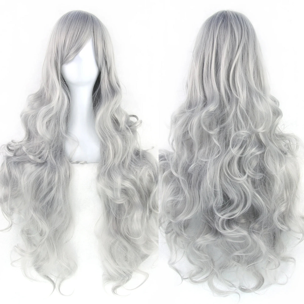 Soowee Curly Long Synthetic Hair Green Wig Hairpiece Pink Black Party Hair Cosplay Wigs for Women