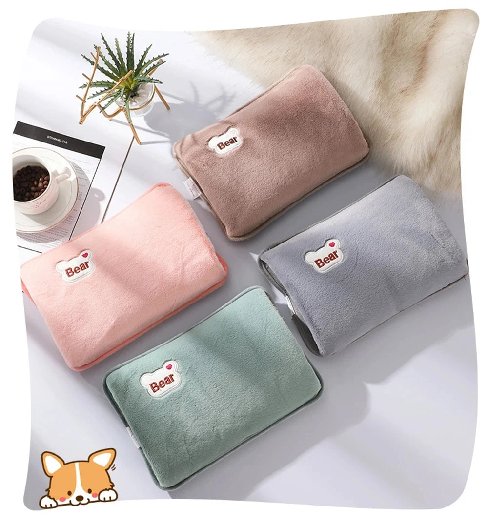 Rechargeable Hot Water Bottle Cute Electric Hand Warmer EU Plug Reusable Hot Compress Bag Heating Pad Hand Pocket Warmer