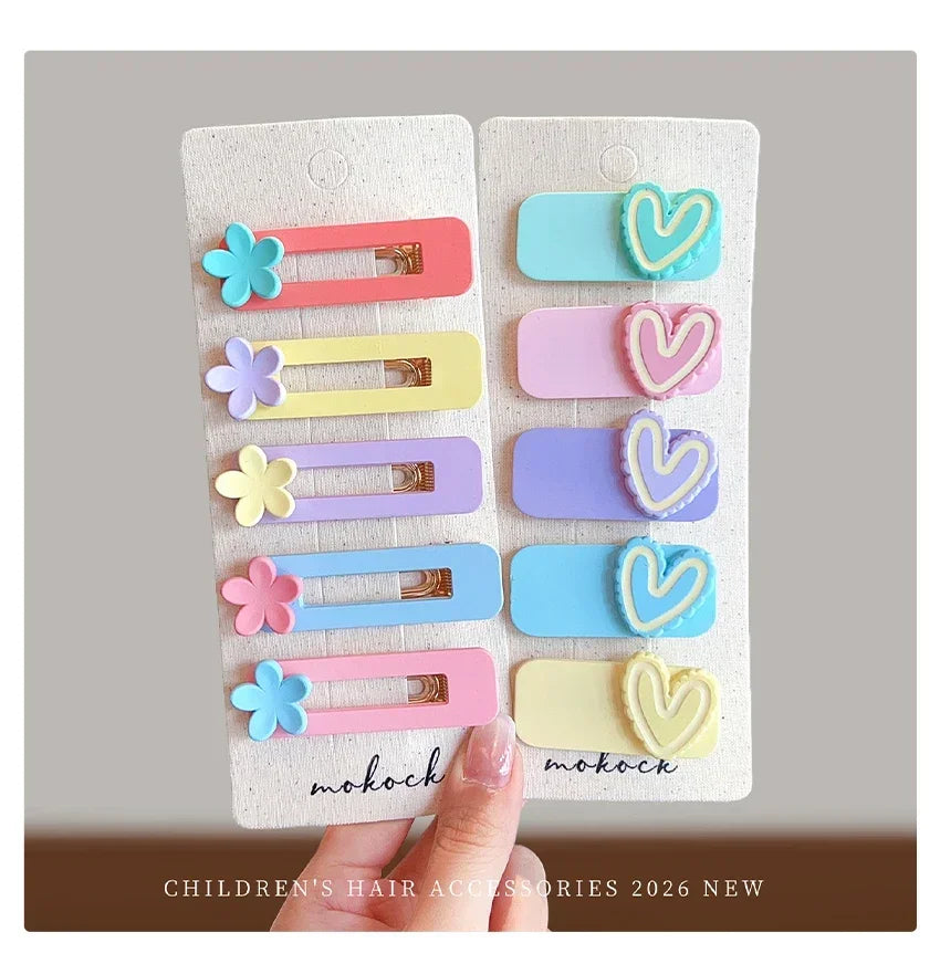 2026 New 5PCS/SET Korean Sweet Style Cute Bow Cloud Wave Hair Clips  No Hurt Hair BB Clips for Baby Girls Toddler Accessories