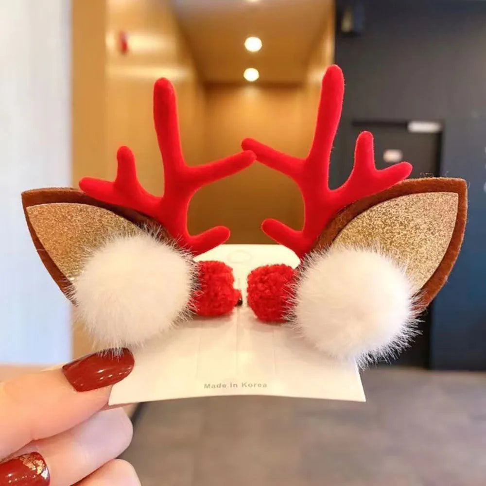 1 Pair Christmas Antler Hair Clips, Christmas Hair Decoration for Children, Deer Ear Headbands, Adult Headwear Hair Accessories
