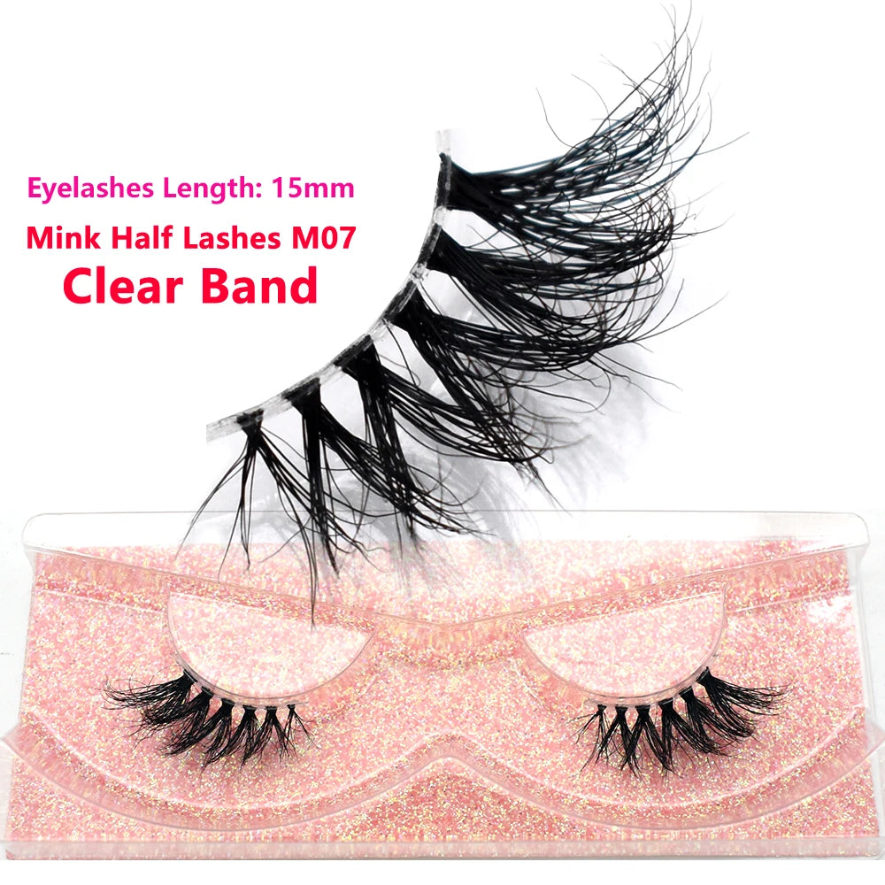 Half Lashes Short Mink Eyelashes Fluffy Soft False Eyelashes Wispy Cross Strip Eye Lashes Natural Mink Eyelash Extension Makeup